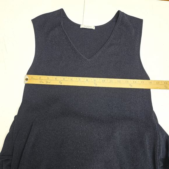 MM LaFleur Dress XL Chell Sleeveless Ribbed Belted Navy Blue V-Neck Stretch - Picture 10 of 13